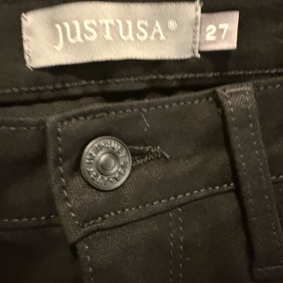 NWT JUSTUSA Black Viola Glitter Stripe Skinny Jeans Size 27. From Stitch Fix. - Picture 4 of 6
